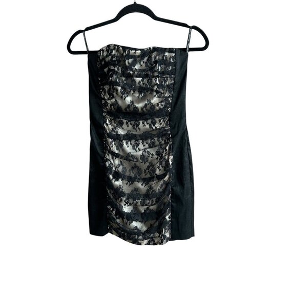 Jessica McClintock for Gunne Sax Vintage Black Lace Strapless Dress Size 5 - Picture 2 of 8